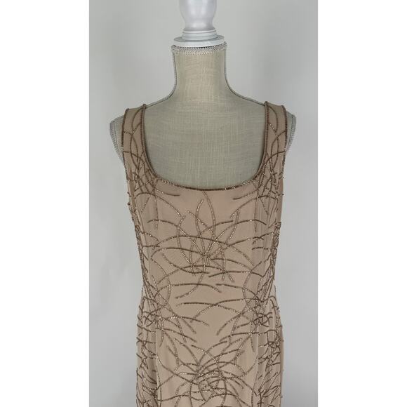 Macis Vintage Beaded Formal Evening Sleeveless Maxi Dress Womens 12 - Picture 2 of 10